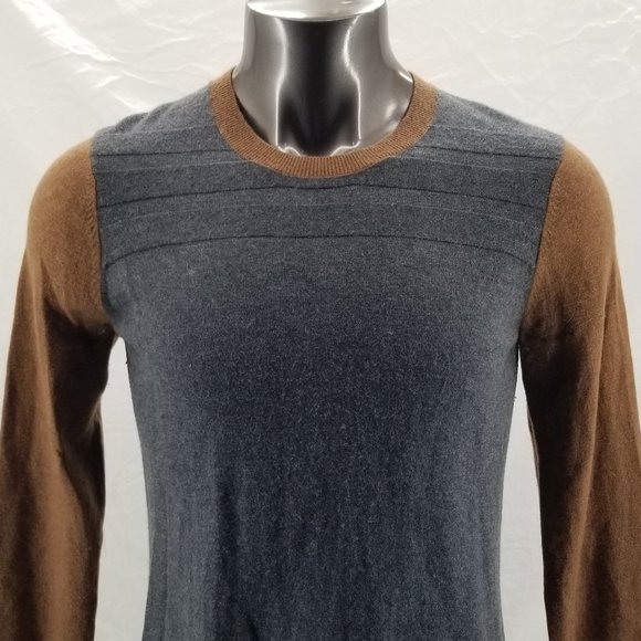 TOAD & CO Color Block Trillium Lambswool Crew Womans Sweater Brown Gray Size XL - Picture 8 of 12